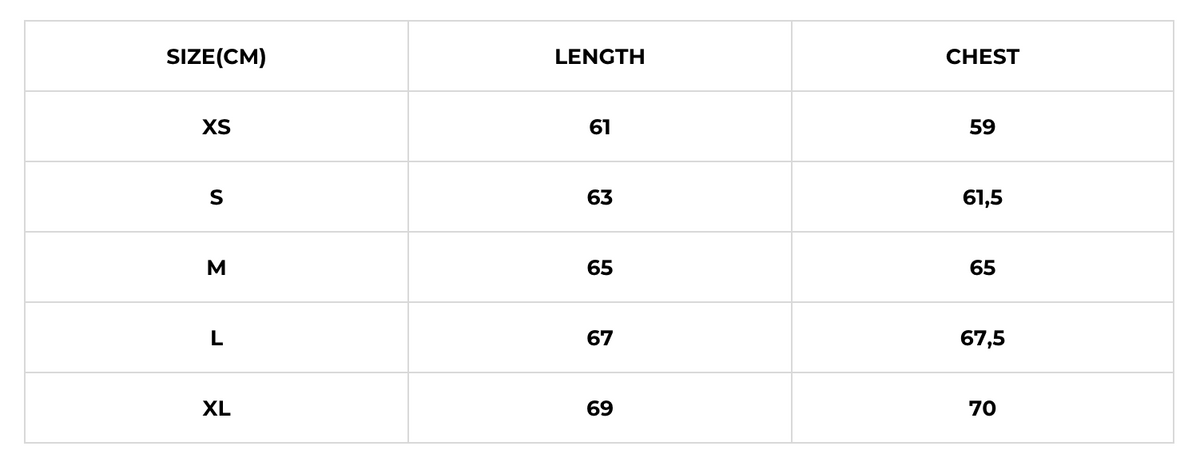 Size chart