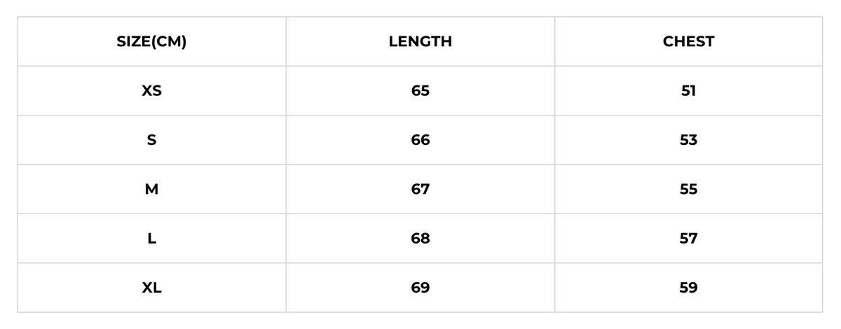 Size chart
