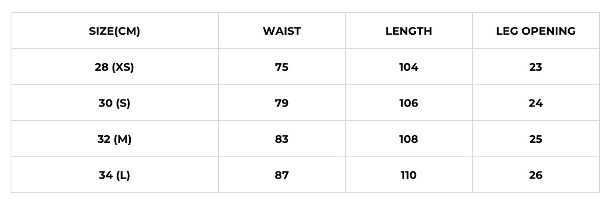 Size chart