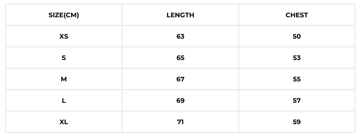 Size chart