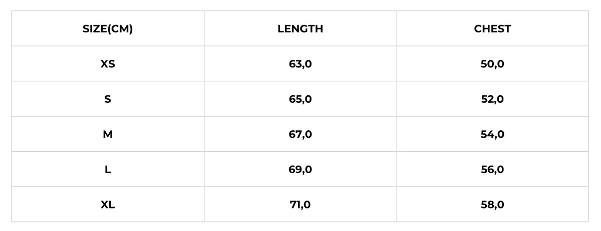 Size chart